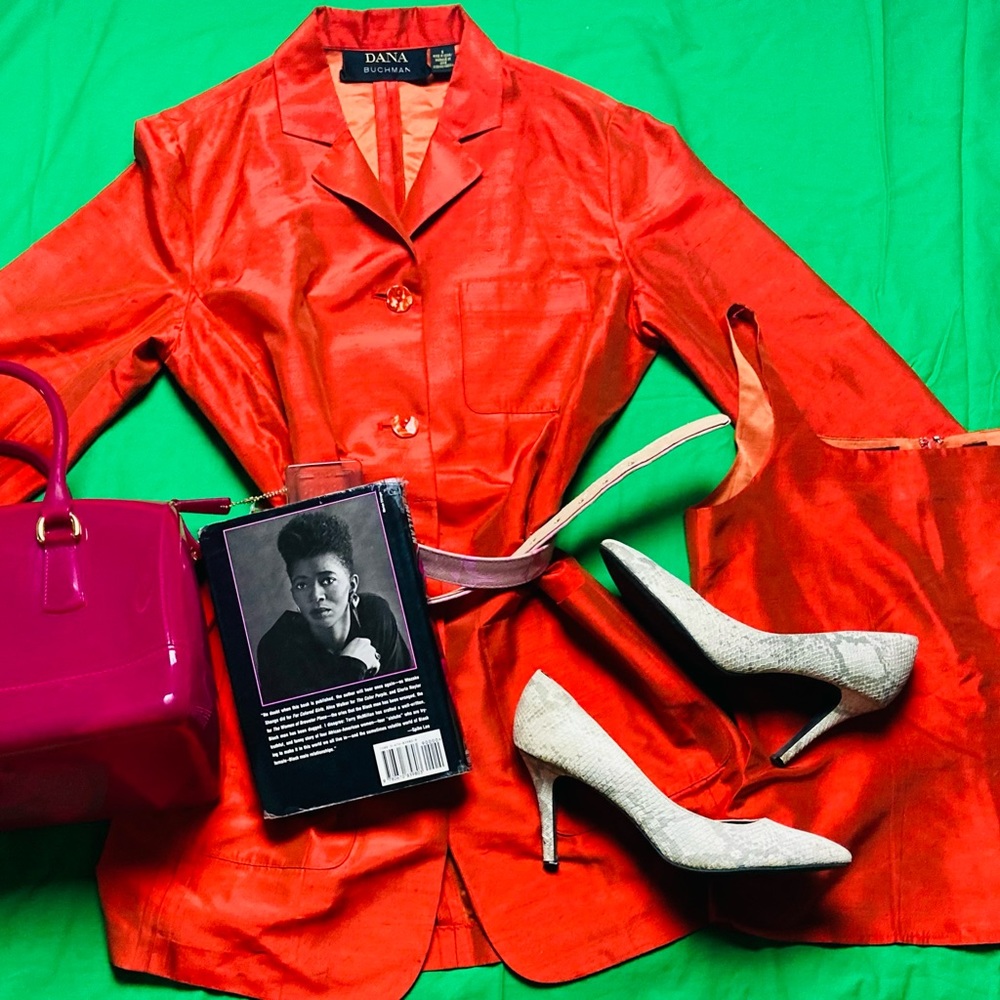 Dana Buchman Orange Dress Shirt and Extended Blazer (No Skirt)